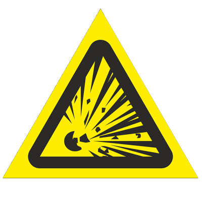 Знак - Взрывоопасно W02